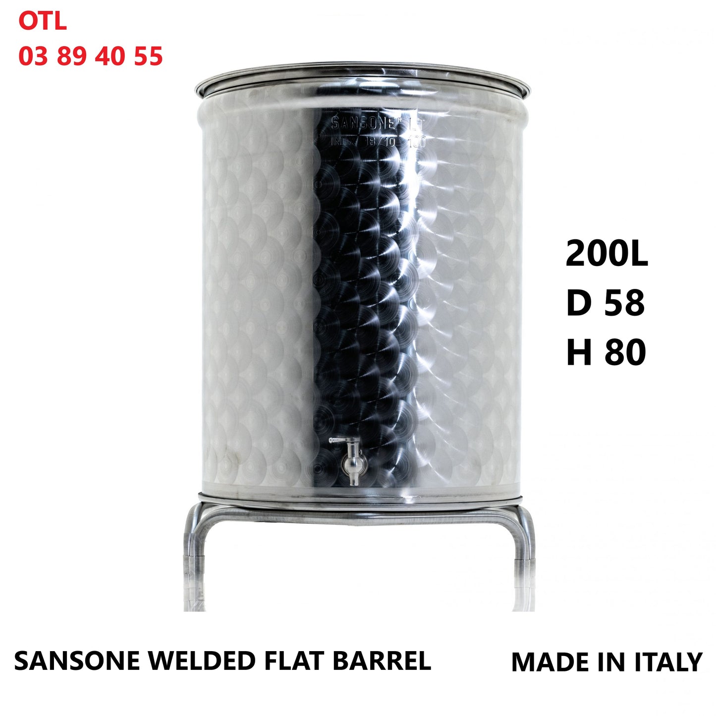 100L to 400L Sansone welded flat barrels